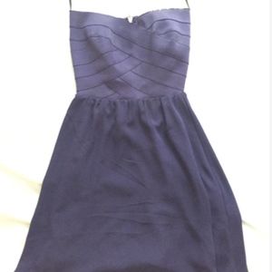 Strapless navy blue dress